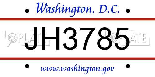 JH3785 District Of Columbia License Plate