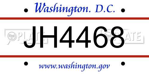JH4468 District Of Columbia License Plate