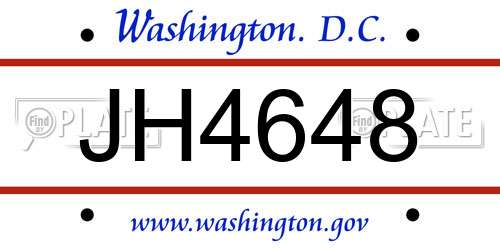 JH4648 District Of Columbia License Plate