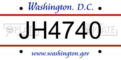 JH4740 District Of Columbia License Plate