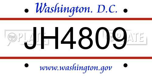 JH4809 District Of Columbia License Plate