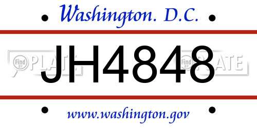 JH4848 District Of Columbia License Plate