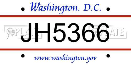 JH5366 District Of Columbia License Plate