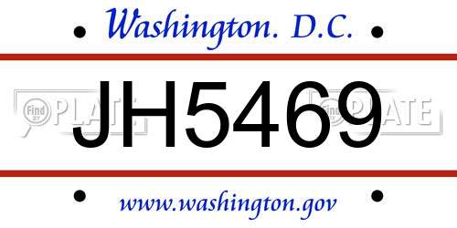 JH5469 District Of Columbia License Plate