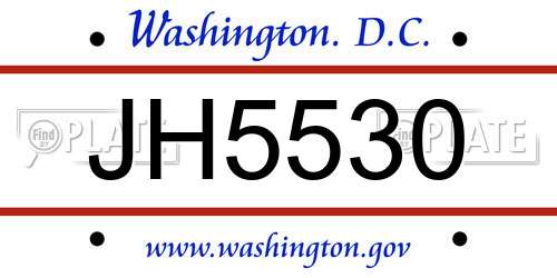 JH5530 District Of Columbia License Plate
