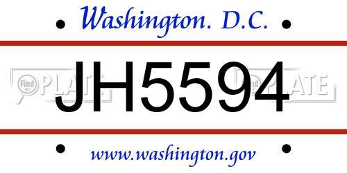 JH5594 District Of Columbia License Plate