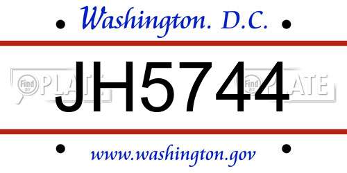 JH5744 District Of Columbia License Plate