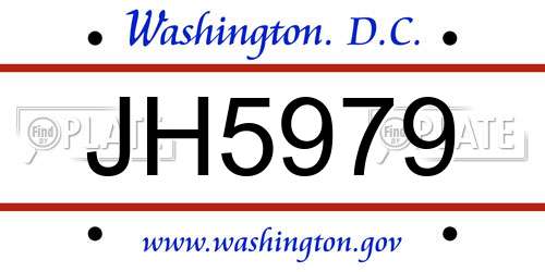 JH5979 District Of Columbia License Plate