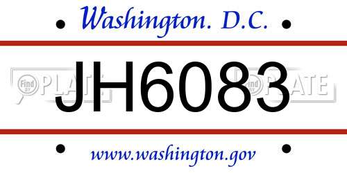 JH6083 District Of Columbia License Plate