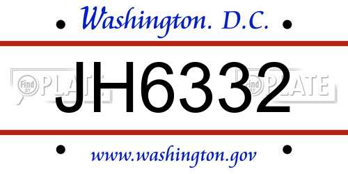 JH6332 District Of Columbia License Plate