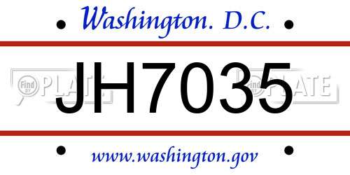 JH7035 District Of Columbia License Plate