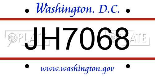 JH7068 District Of Columbia License Plate