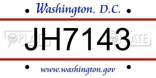 JH7143 District Of Columbia License Plate