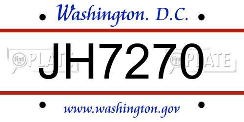 JH7270 District Of Columbia License Plate