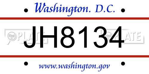 JH8134 District Of Columbia License Plate