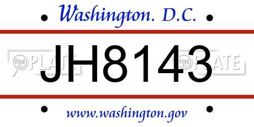 JH8143 District Of Columbia License Plate