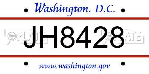 JH8428 District Of Columbia License Plate