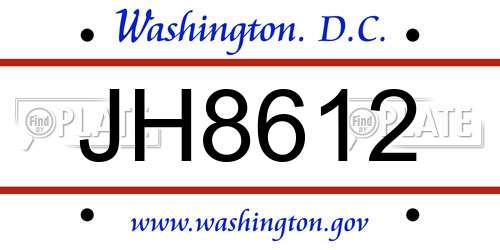 JH8612 District Of Columbia License Plate
