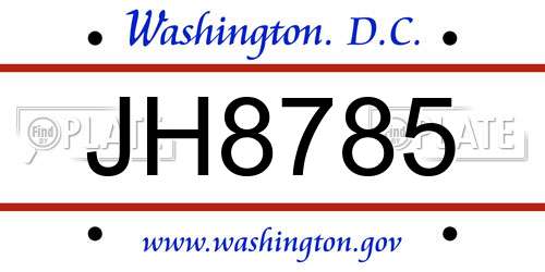 JH8785 District Of Columbia License Plate