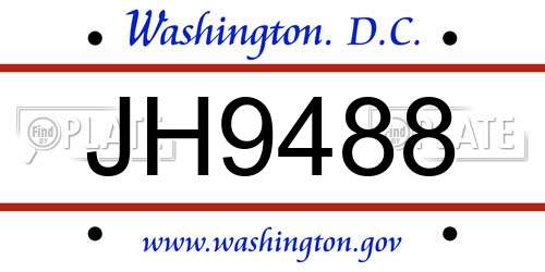 JH9488 District Of Columbia License Plate
