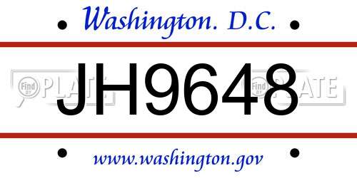 JH9648 District Of Columbia License Plate