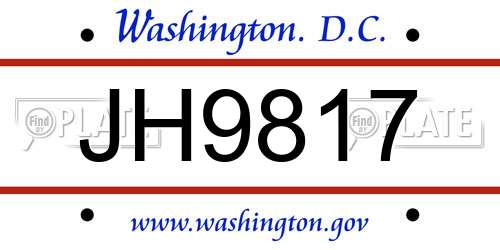 JH9817 District Of Columbia License Plate