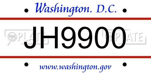 JH9900 District Of Columbia License Plate