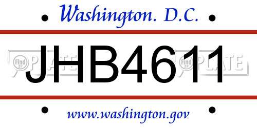 JHB4611 District Of Columbia License Plate