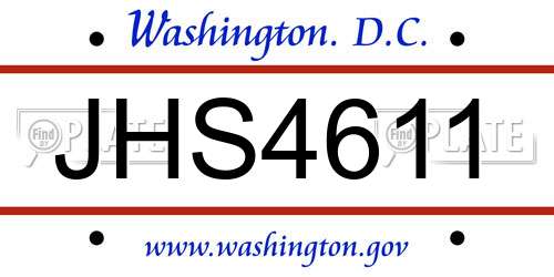 JHS4611 District Of Columbia License Plate