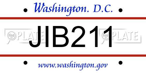JIB211 District Of Columbia License Plate