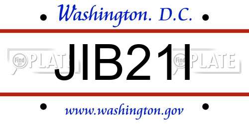 JIB21I District Of Columbia License Plate