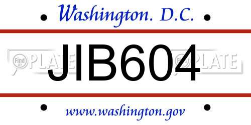 JIB604 District Of Columbia License Plate