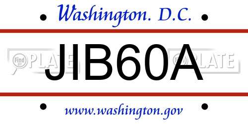 JIB60A District Of Columbia License Plate
