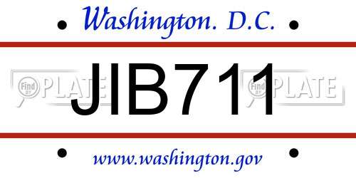 JIB711 District Of Columbia License Plate