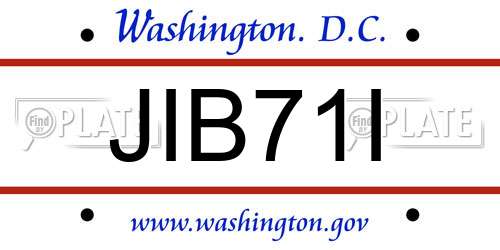 JIB71I District Of Columbia License Plate