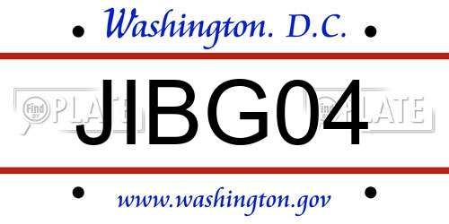 JIBG04 District Of Columbia License Plate
