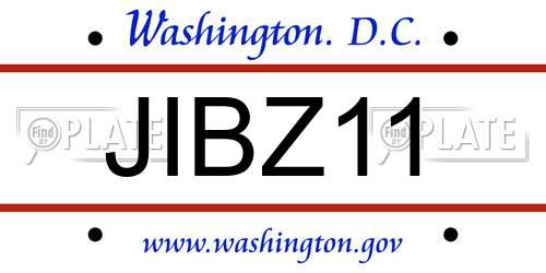 JIBZ11 District Of Columbia License Plate