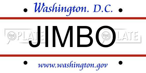 JIMBO District Of Columbia License Plate