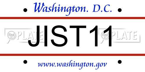 JIST11 District Of Columbia License Plate