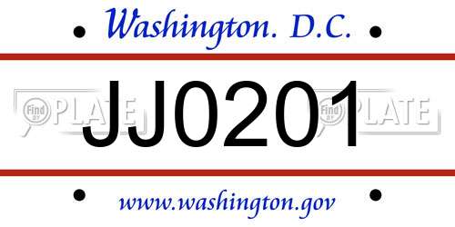 JJ0201 District Of Columbia License Plate