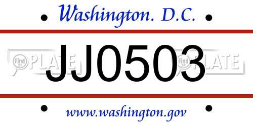 JJ0503 District Of Columbia License Plate