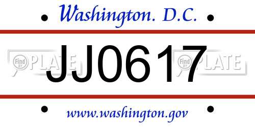 JJ0617 District Of Columbia License Plate