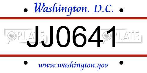 JJ0641 District Of Columbia License Plate