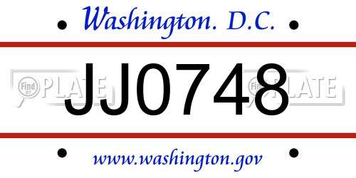 JJ0748 District Of Columbia License Plate