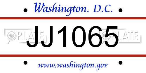 JJ1065 District Of Columbia License Plate