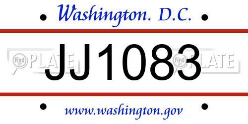 JJ1083 District Of Columbia License Plate