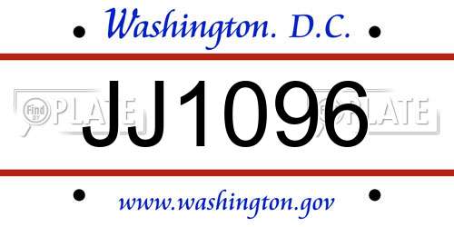 JJ1096 District Of Columbia License Plate