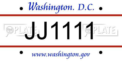 JJ1111 District Of Columbia License Plate