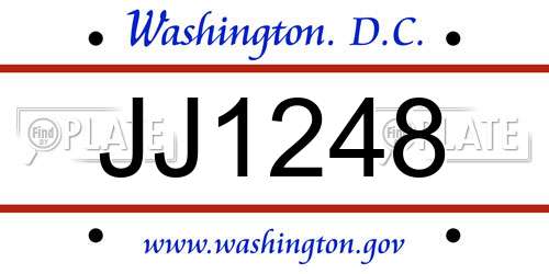 JJ1248 District Of Columbia License Plate
