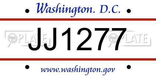 JJ1277 District Of Columbia License Plate